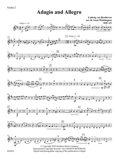 Adagio and Allegro (arr. R. Scott Whittington) - Violin 2