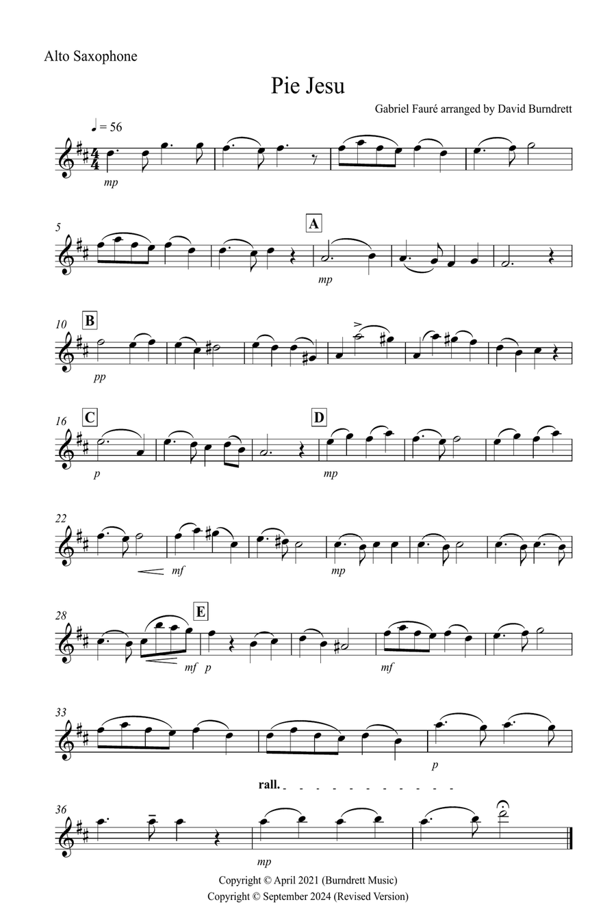 Pie Jesu (from Requiem) for Alto Saxophone, Violin and Cello Trio Small Ensemble scores gallery preview page 4