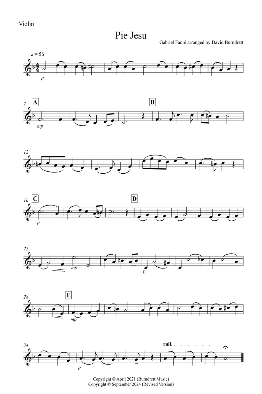 Pie Jesu (from Requiem) for Alto Saxophone, Violin and Cello Trio Small Ensemble scores gallery preview page 5