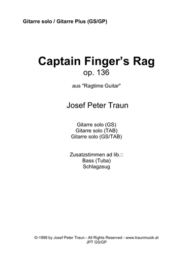 Captain Finger's Rag for Guitar solo (GS) plus additional instruments (GP)