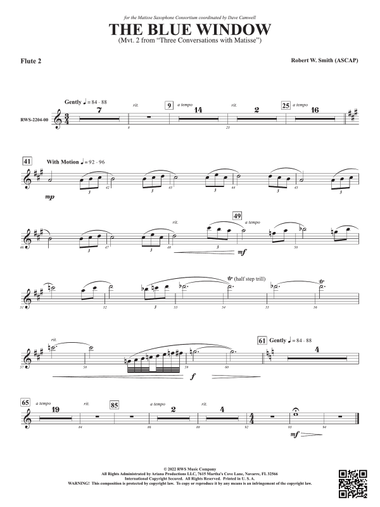 The Blue Window - Mvt. 2 from Three Conversations with Matisse: 2nd Flute