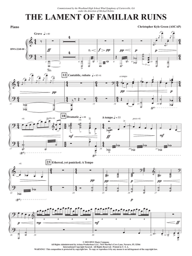 The Lament of Familiar Ruins: Piano Accompaniment