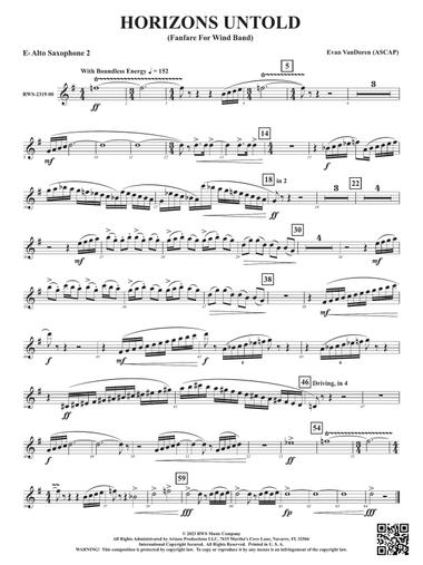 Horizons Untold - Fanfare for Wind Band: 2nd E-flat Alto Saxophone