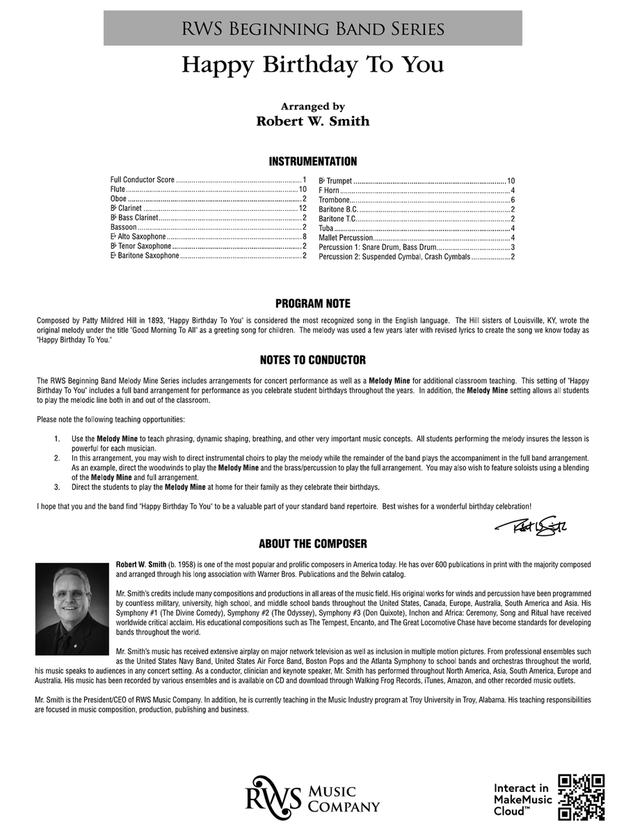 Happy Birthday to You: Score Concert Band scores gallery preview page 2