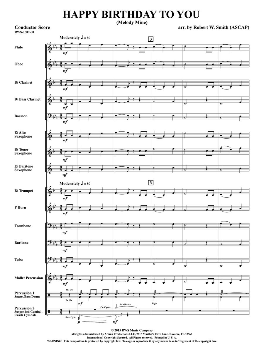 Happy Birthday to You: Score Concert Band scores gallery preview page 3