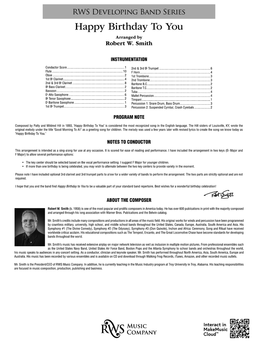Happy Birthday to You: Score Concert Band scores gallery preview page 2