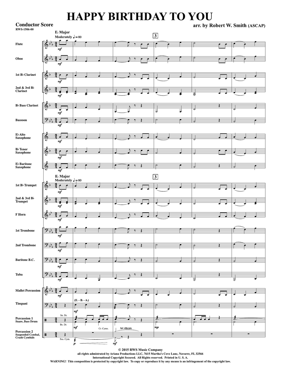 Happy Birthday to You: Score Concert Band scores gallery preview page 3