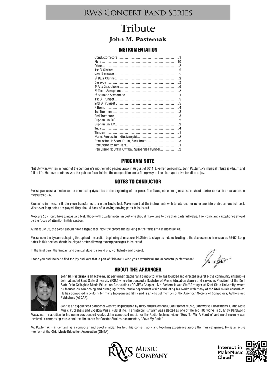 Tribute: Score Tribute: Score Concert Band scores gallery preview page 2