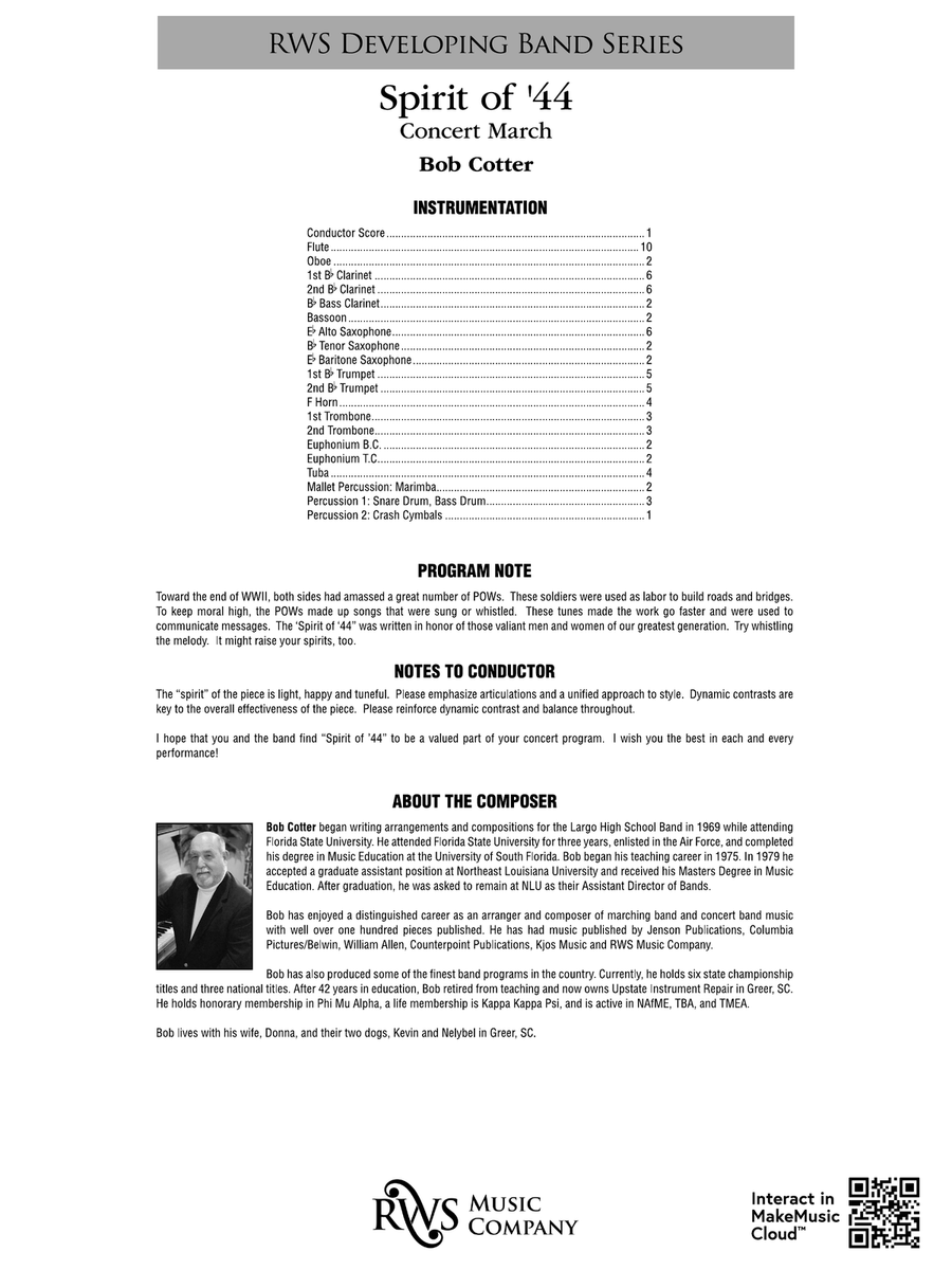 Spirit Of '44 - Concert March: Score Concert Band scores gallery preview page 2