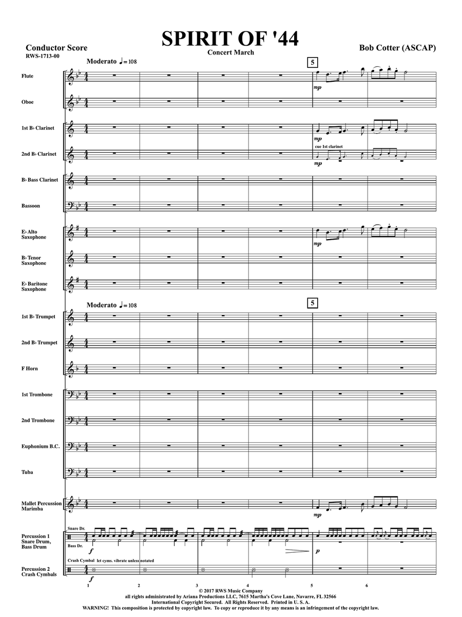 Spirit Of '44 - Concert March: Score Concert Band scores gallery preview page 3