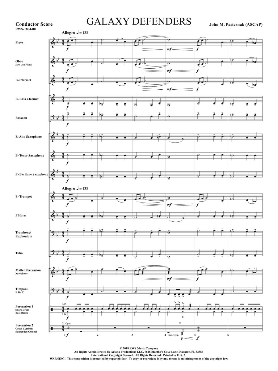Galaxy Defenders: Score Galaxy Defenders: Score Concert Band scores gallery preview page 3