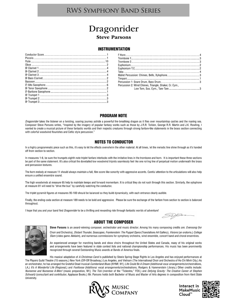 Dragonrider: Score Dragonrider: Score Concert Band scores gallery preview page 2