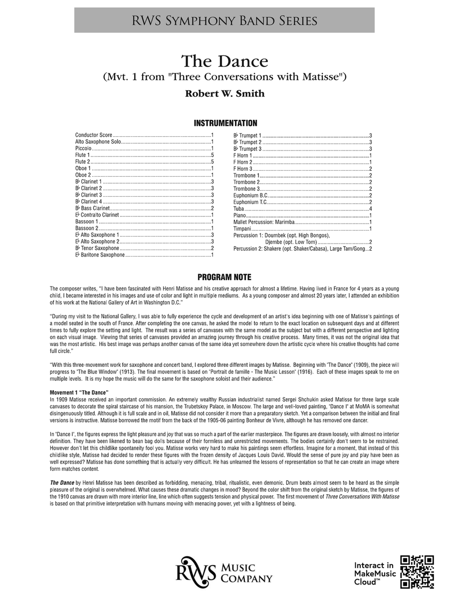 The Dance - Mvt. 1 from Three Conversations with Matisse: Score Concert Band scores gallery preview page 2