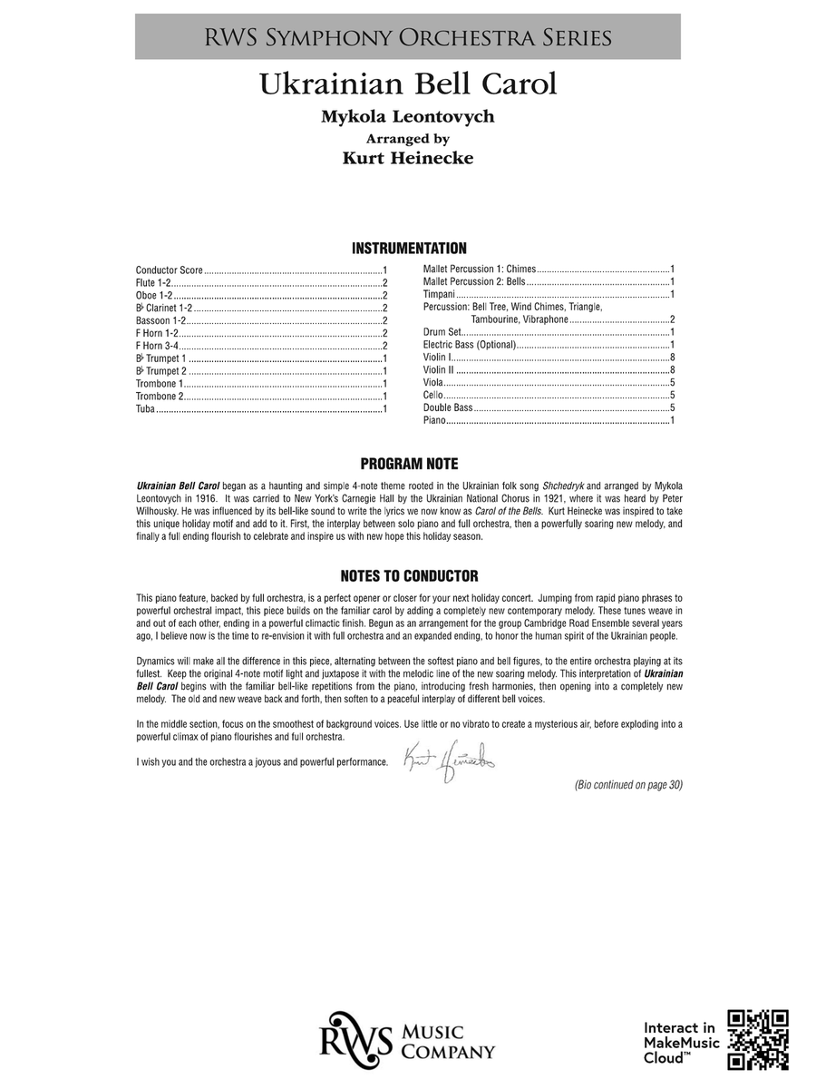 Ukrainian Bell Carol: Score Full Orchestra scores gallery preview page 2