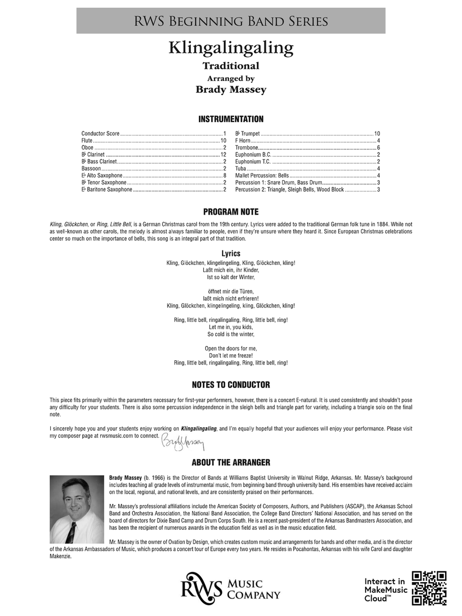 Klingalingaling: Score Klingalingaling: Score Concert Band scores gallery preview page 2