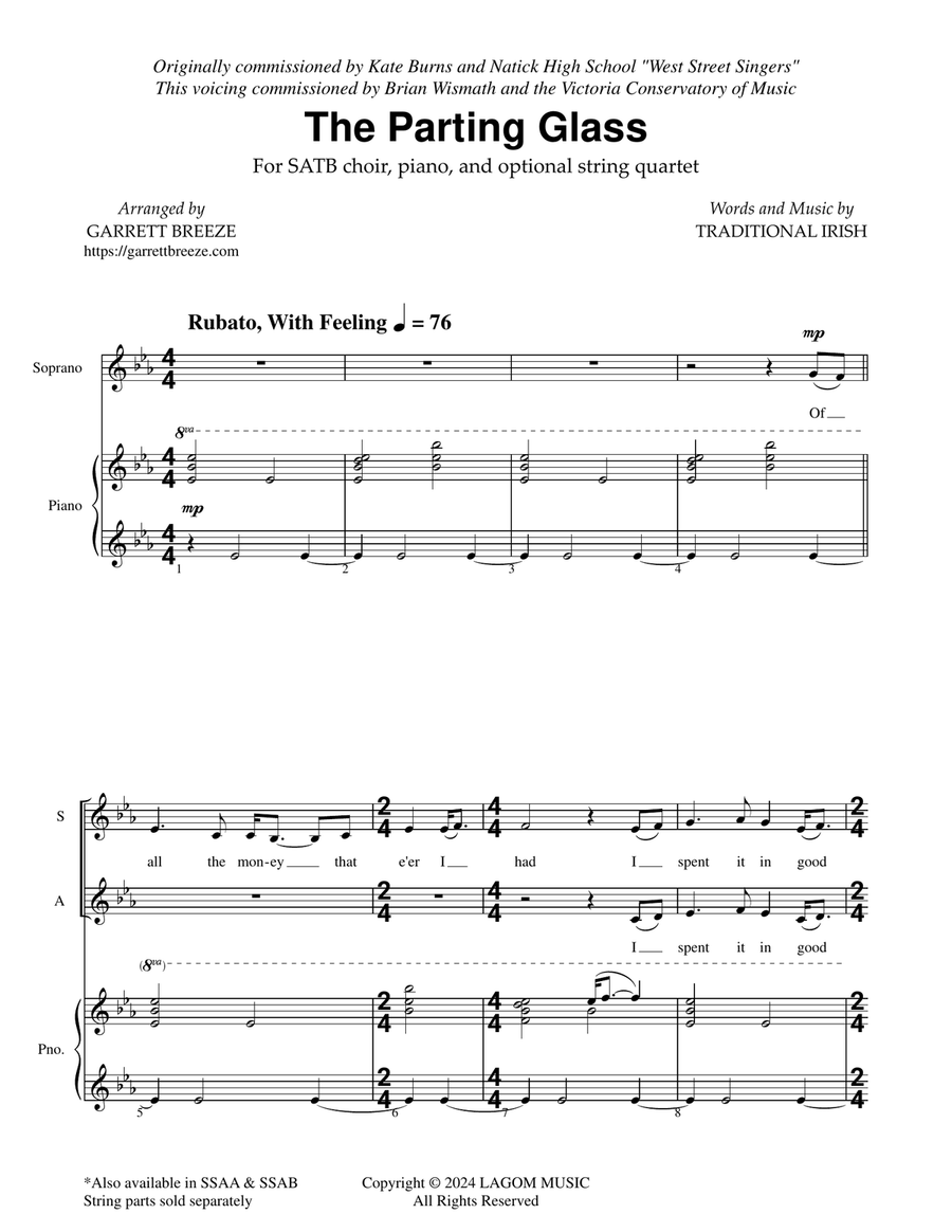 The Parting Glass (SATB) The Parting Glass (SATB) 4-Part scores gallery preview page 2