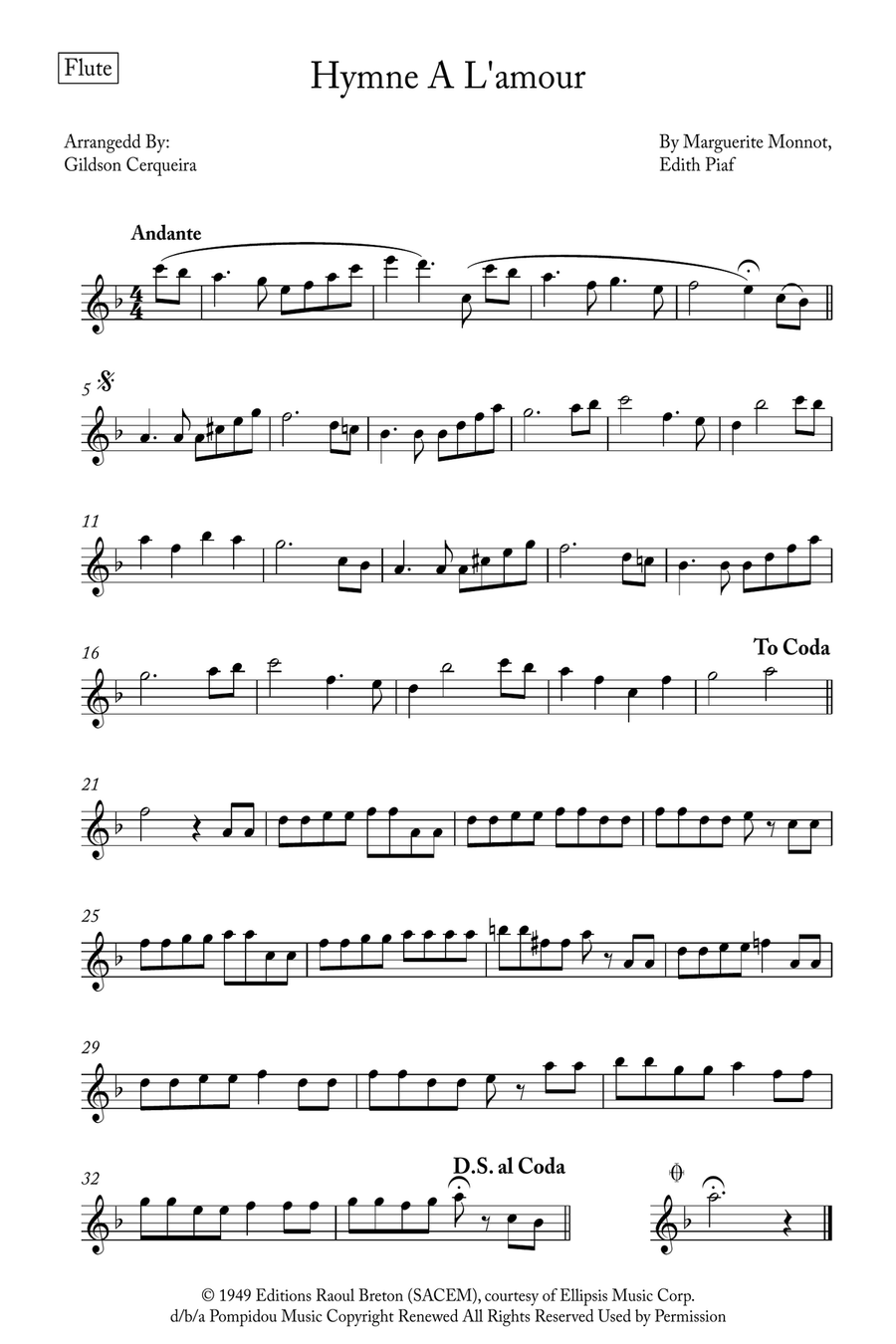 Hymne A L'amour Woodwind Trio scores gallery preview page 4