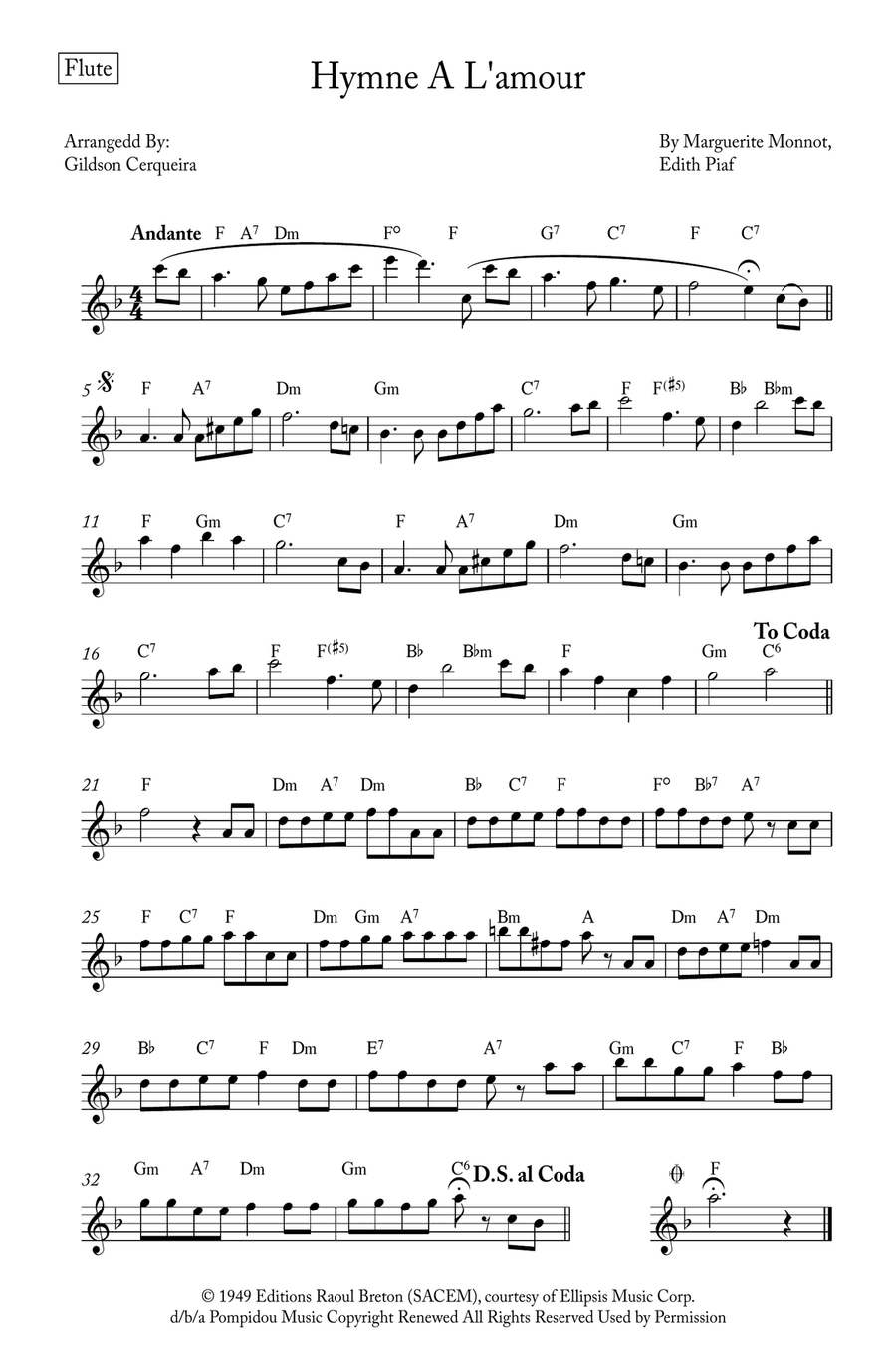 Hymne A L'amour Woodwind Trio scores gallery preview page 4