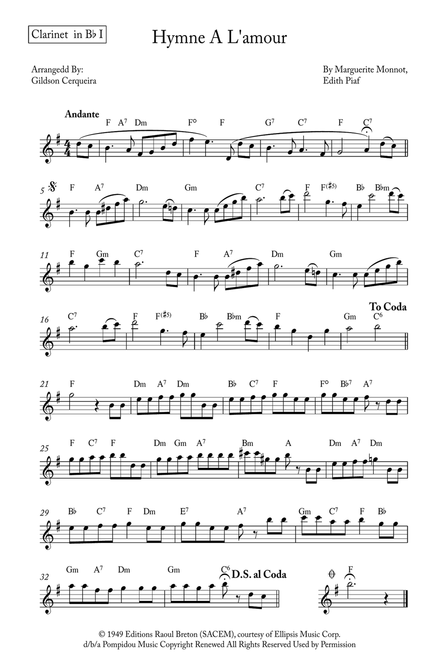 Hymne A L'amour Clarinet Trio scores gallery preview page 4