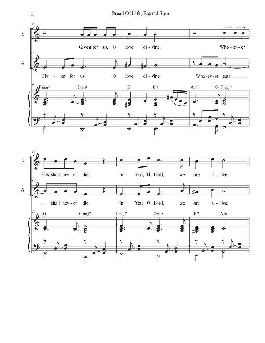 Bread of Life, Eternal Sign (2-part choir - (SA) SA scores gallery preview page 2