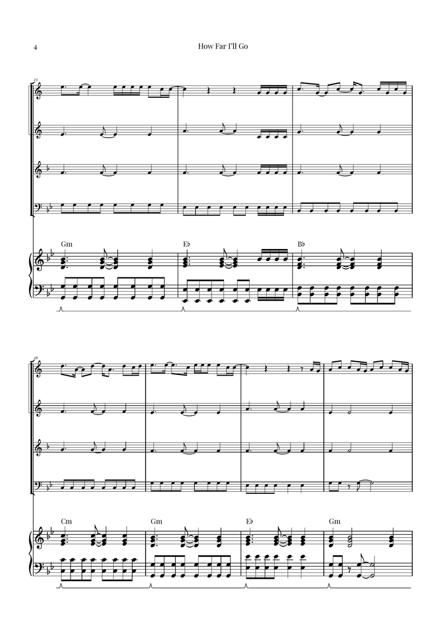 How Far I'll Go Brass Quartet scores gallery preview page 4