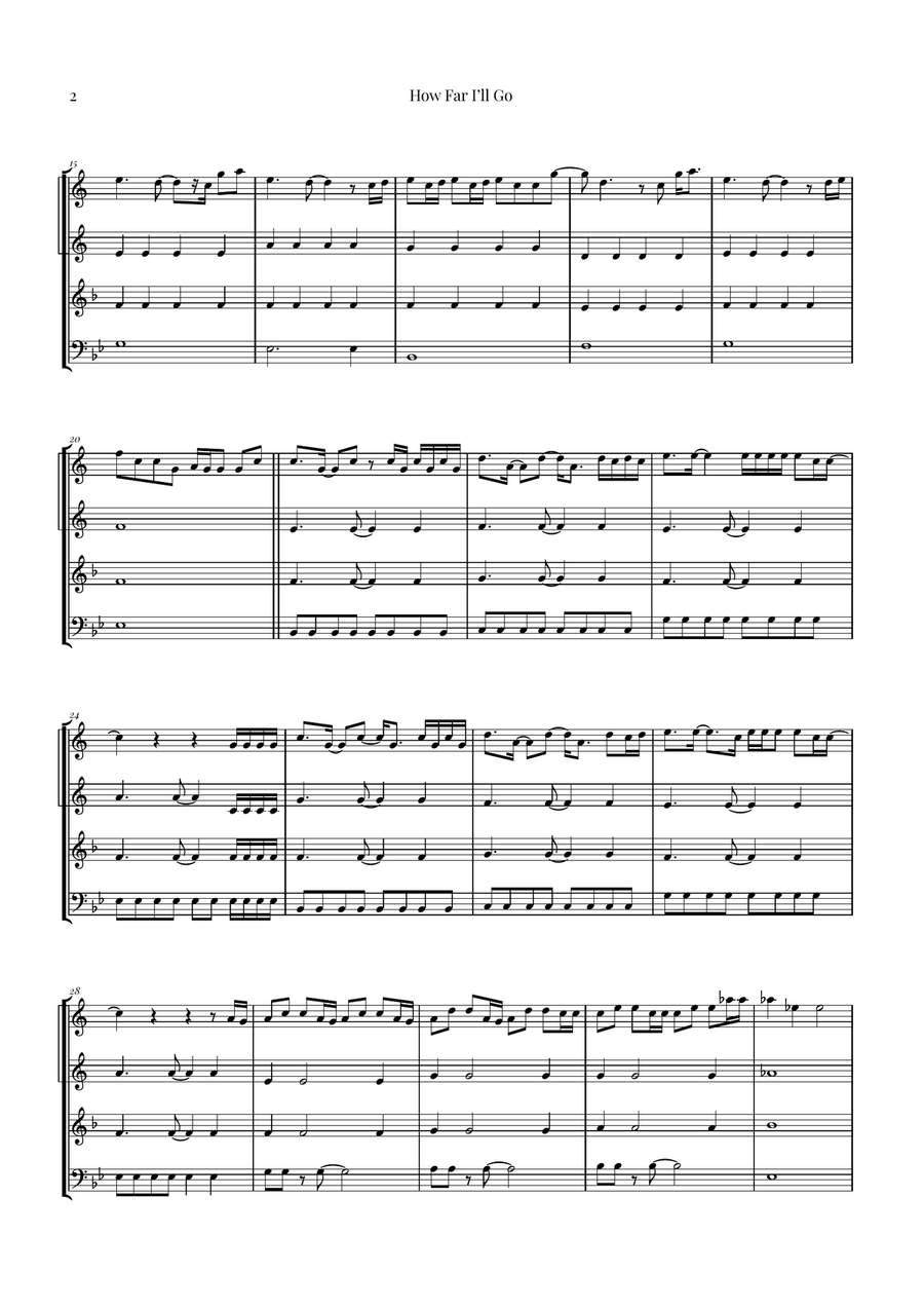 How Far I'll Go Brass Quartet scores gallery preview page 2