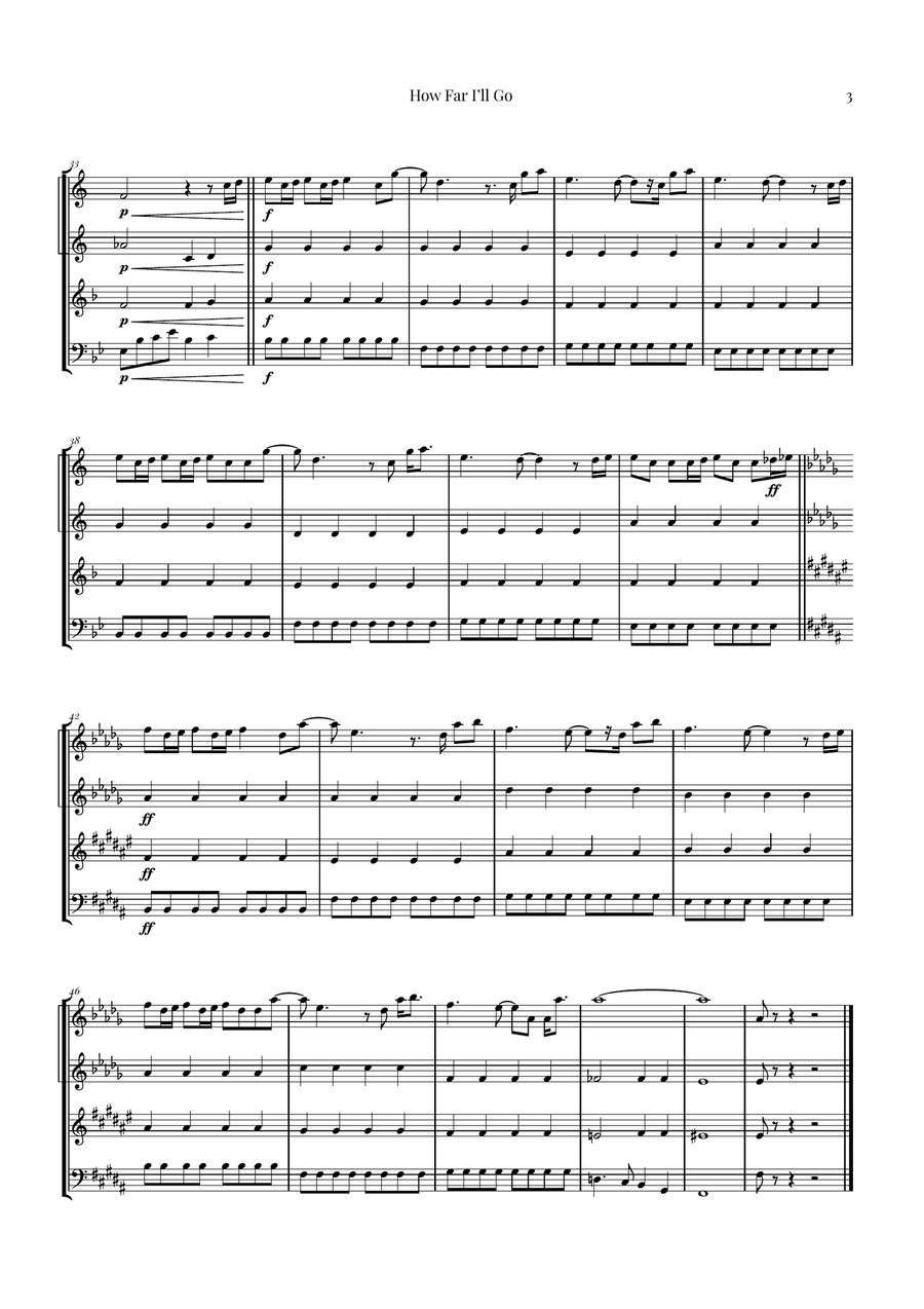 How Far I'll Go Brass Quartet scores gallery preview page 3