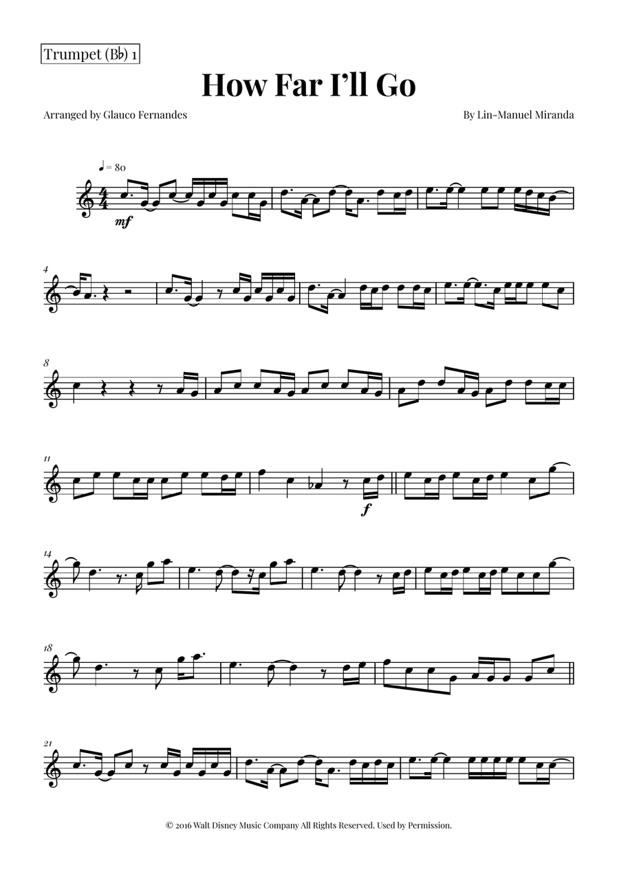How Far I'll Go Brass Quartet scores gallery preview page 4