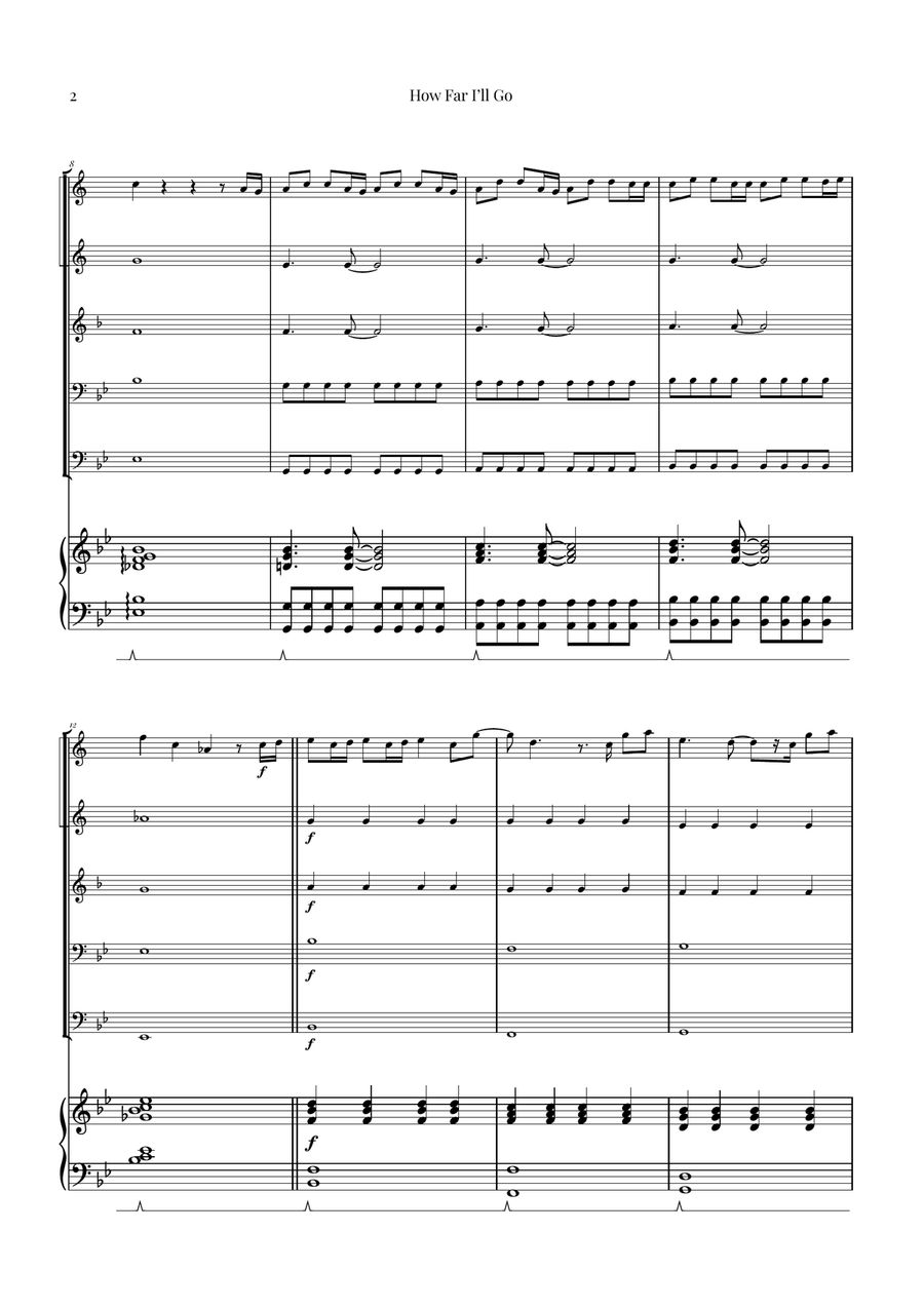 How Far I'll Go Brass Quintet scores gallery preview page 2