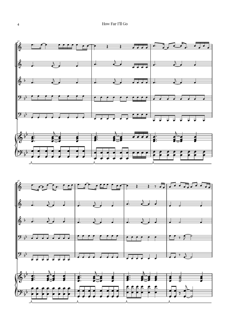 How Far I'll Go Brass Quintet scores gallery preview page 4
