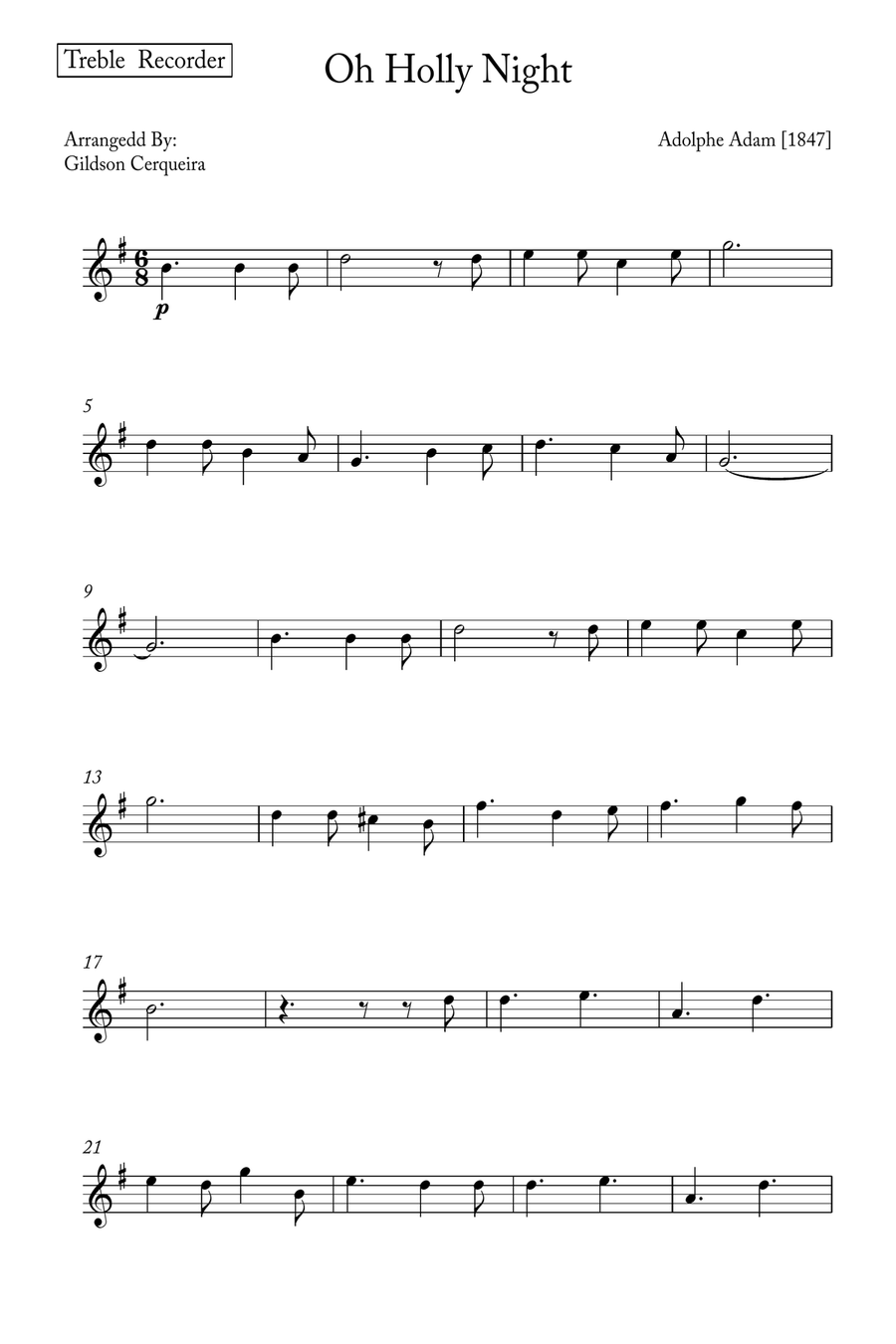 Oh Holy night Alto Recorder scores gallery preview page 5