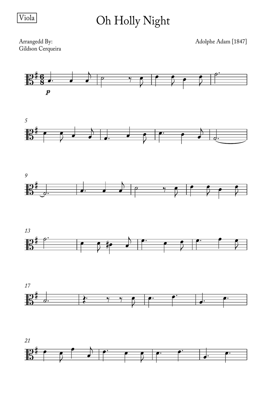 Oh Holy night Viola scores gallery preview page 5