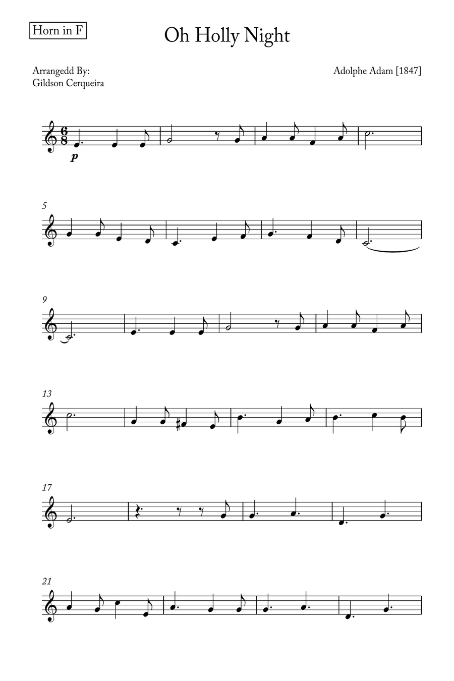 Oh Holy night Horn scores gallery preview page 5