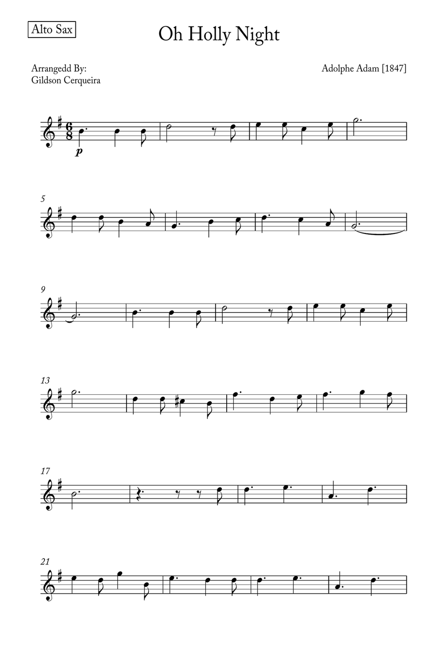 Oh Holy night Alto Saxophone scores gallery preview page 5