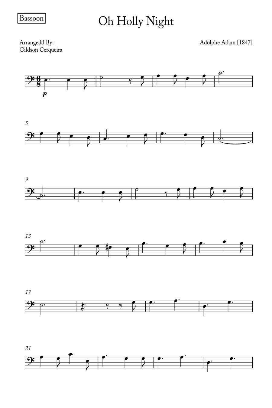 Oh Holy night Bassoon scores gallery preview page 5