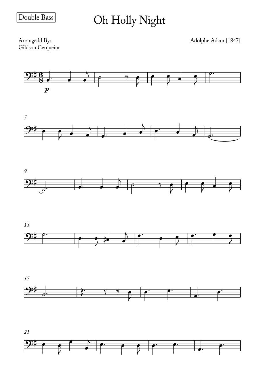 Oh Holy night Double Bass scores gallery preview page 5