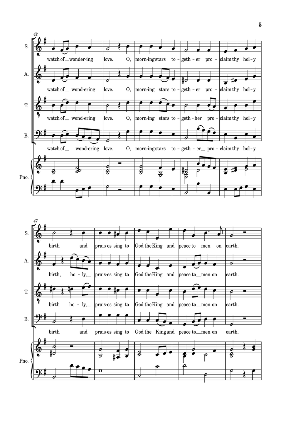 O Little Town of Bethlehem - SATB Choir with Piano accompaniment 4-Part scores gallery preview page 6