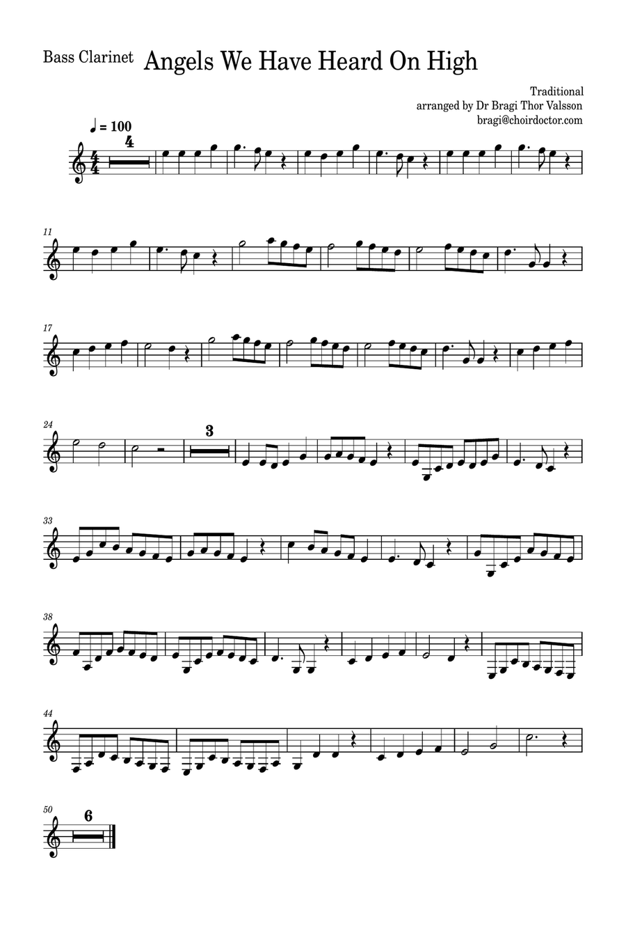 Angels We Have Heard on High - Bass Clarinet with Piano accompaniment Bass Clarinet scores gallery preview page 5