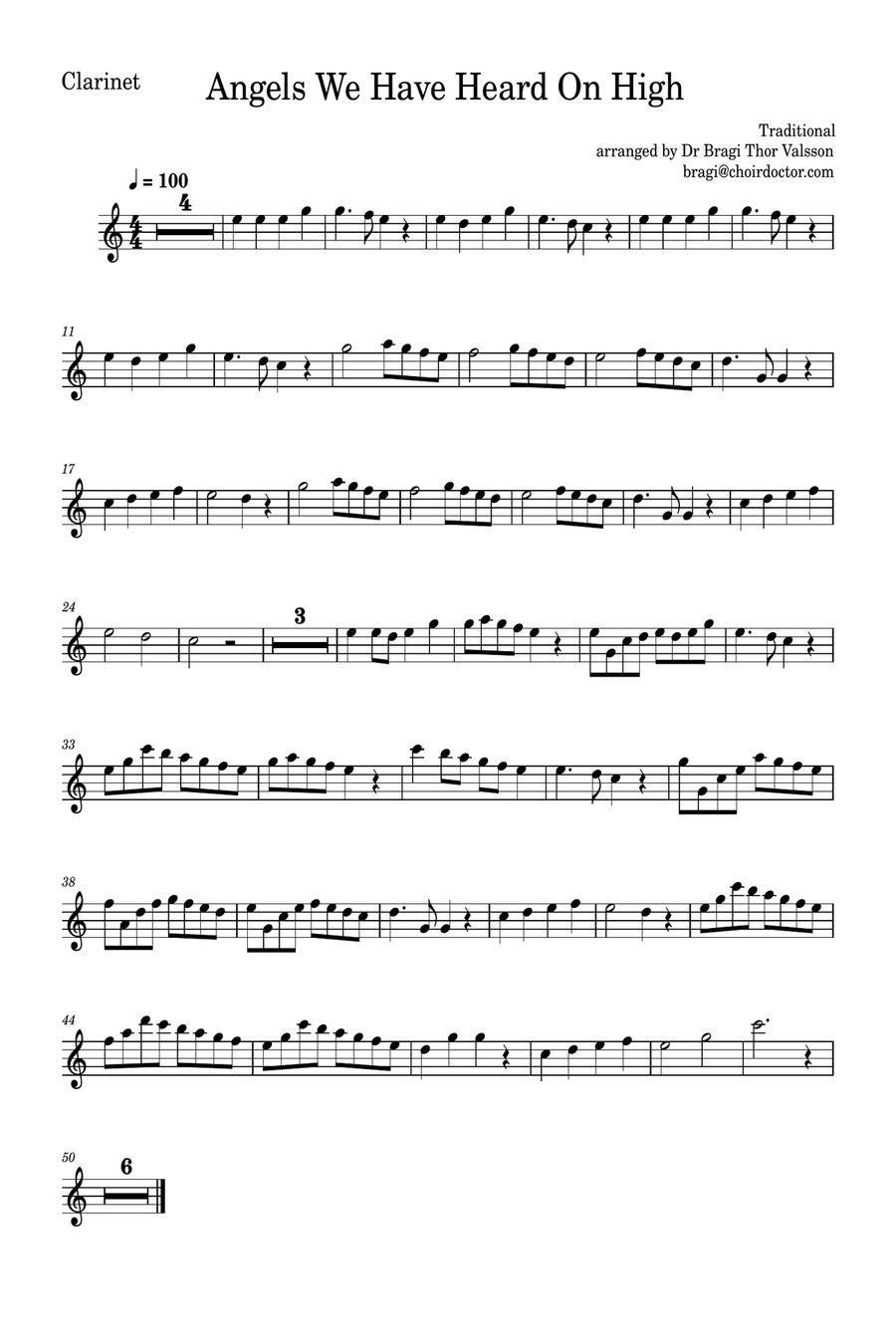 Angels We Have Heard on High - Clarinet with Piano accompaniment B-Flat Clarinet scores gallery preview page 5