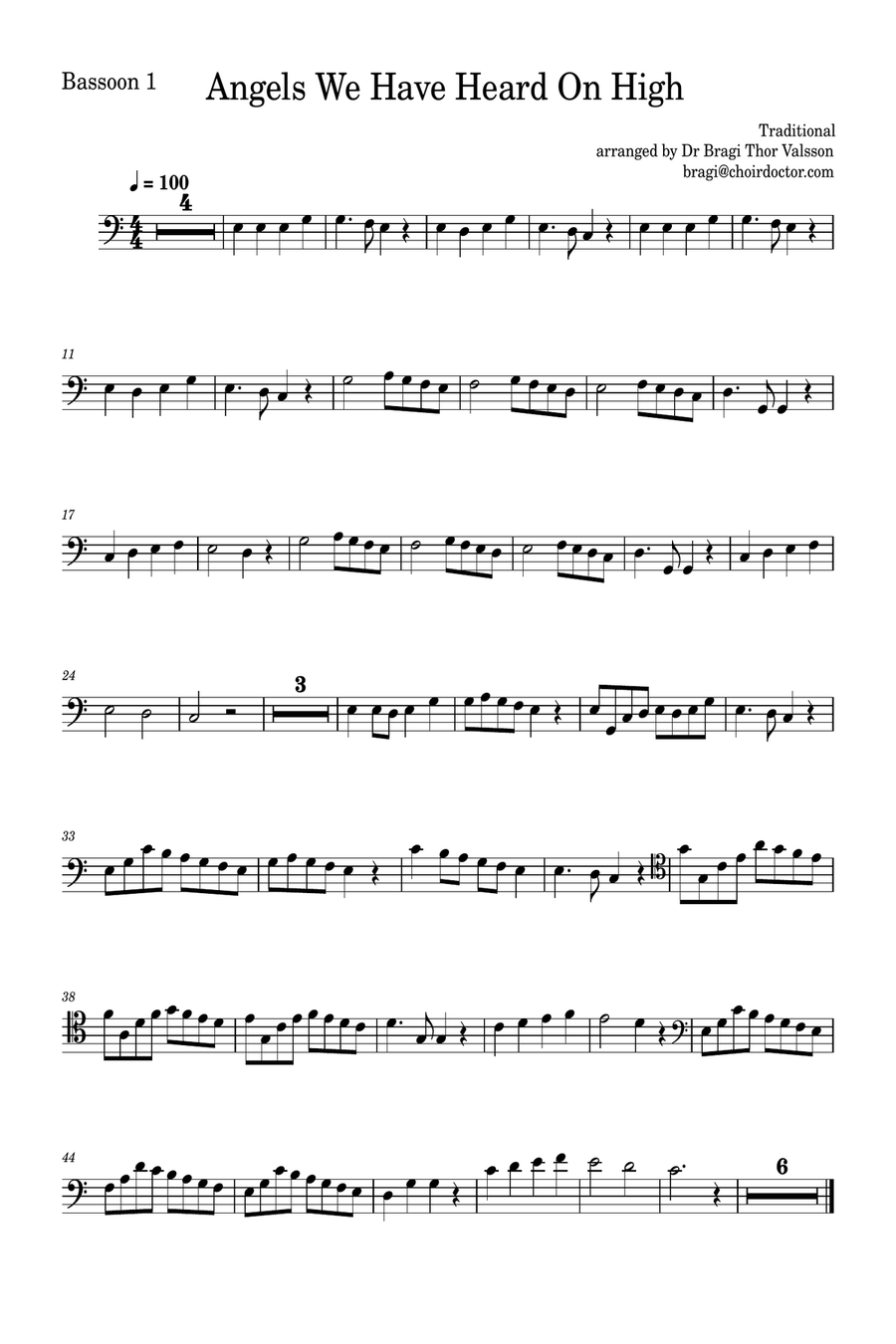 Angels We Have Heard on High - two Bassoons with Piano accompaniment Woodwind Duet scores gallery preview page 6