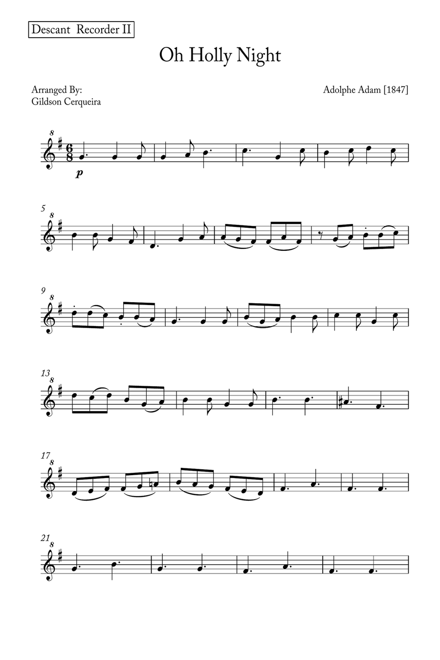 Oh Holy night Woodwind Duet scores gallery preview page 6