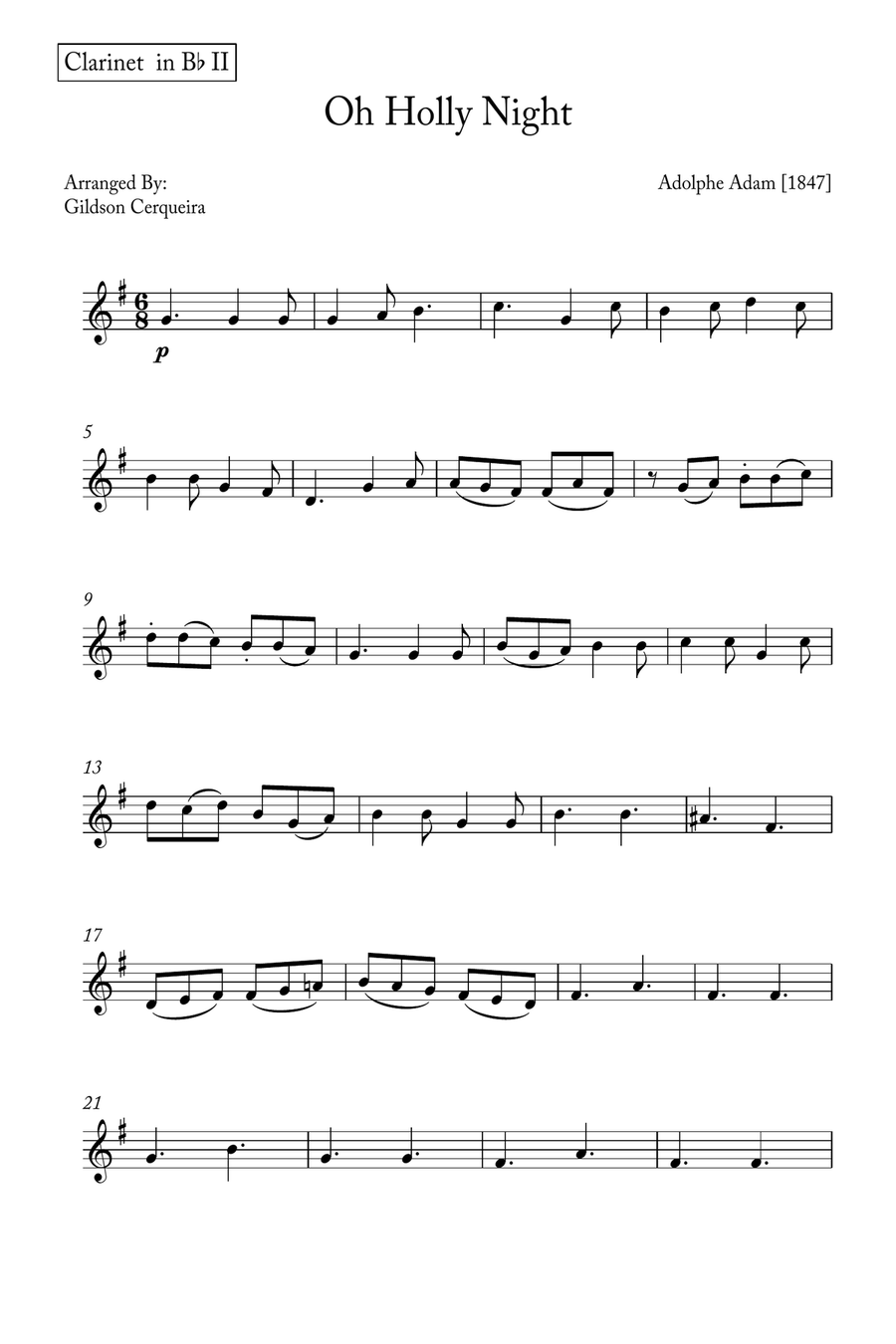 Oh Holy night Clarinet Duet scores gallery preview page 6
