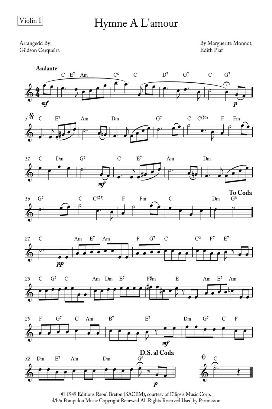 Hymne A L'amour String Orchestra scores gallery preview page 6