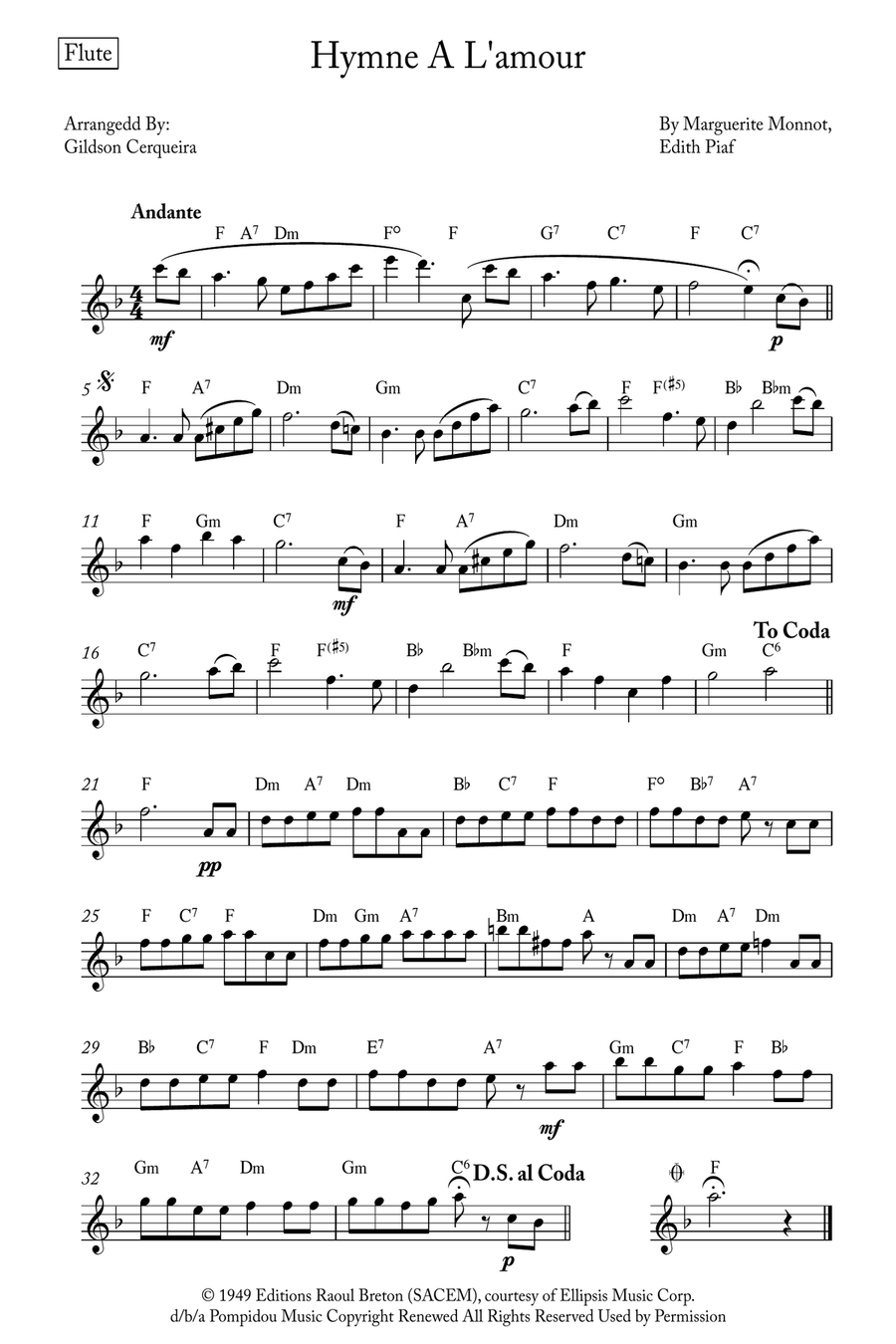 Hymne A L'amour Woodwind Quintet scores gallery preview page 6