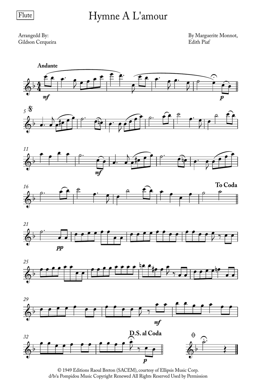 Hymne A L'amour Woodwind Quintet scores gallery preview page 6