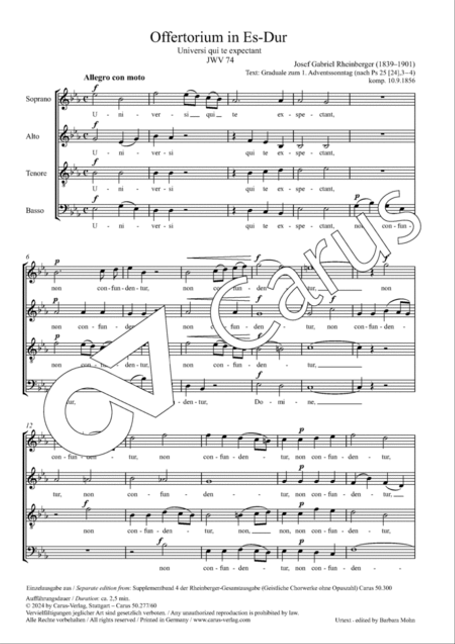 Offertorium in E flat major JWV 74 4-Part scores gallery preview page 2