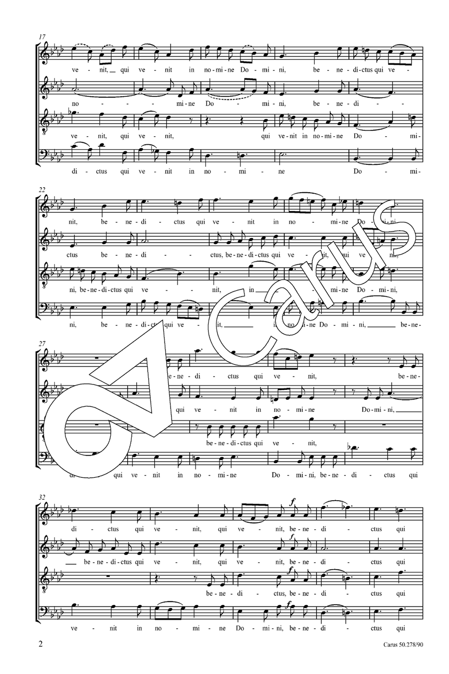 Benedictus and Agnus Dei JWV 57 4-Part scores gallery preview page 3