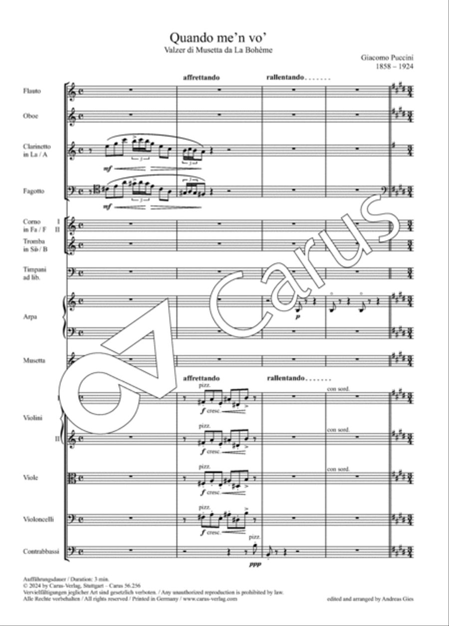 Quando me'n vo' Orchestra scores gallery preview page 4