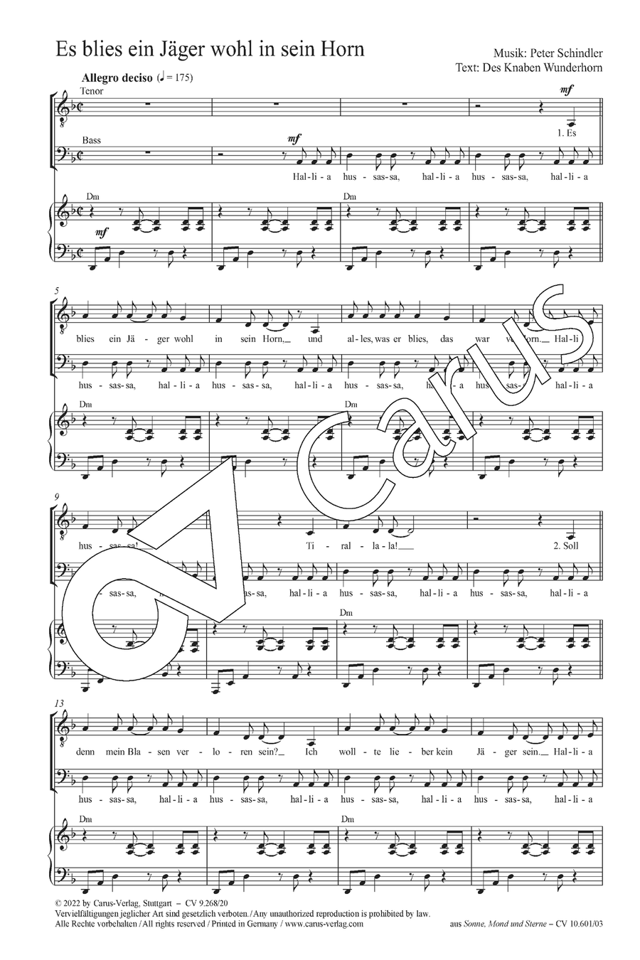 Es blies ein Jager wohl in sein Horn 4-Part scores gallery preview page 3