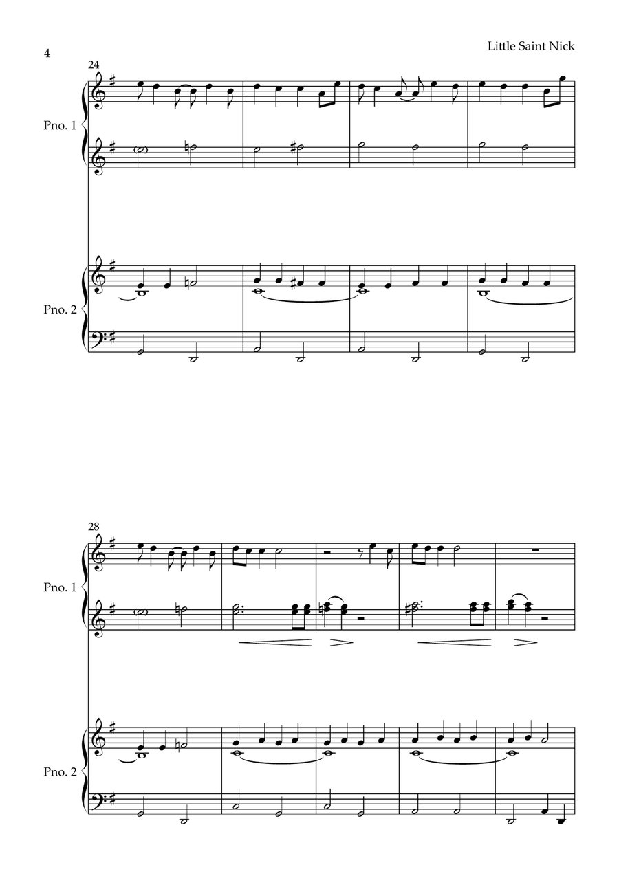 Little Saint Nick 1 Piano, 4-Hands scores gallery preview page 4